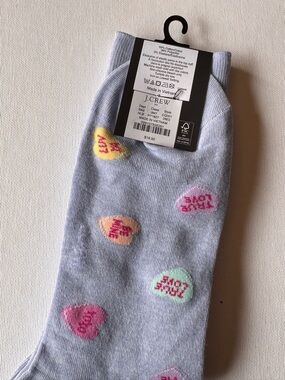 J. Crew Light Gray Socks with Candy Heart Details Nwt